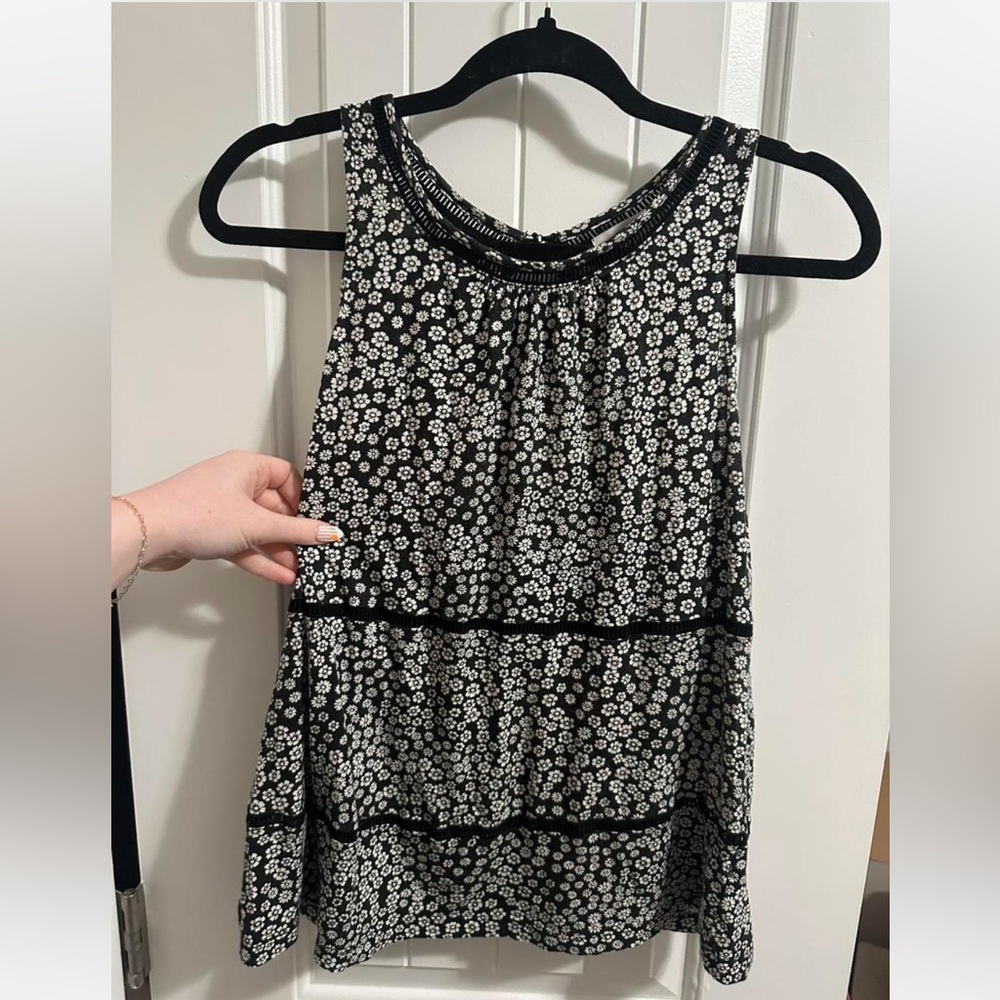 Black floral halter top